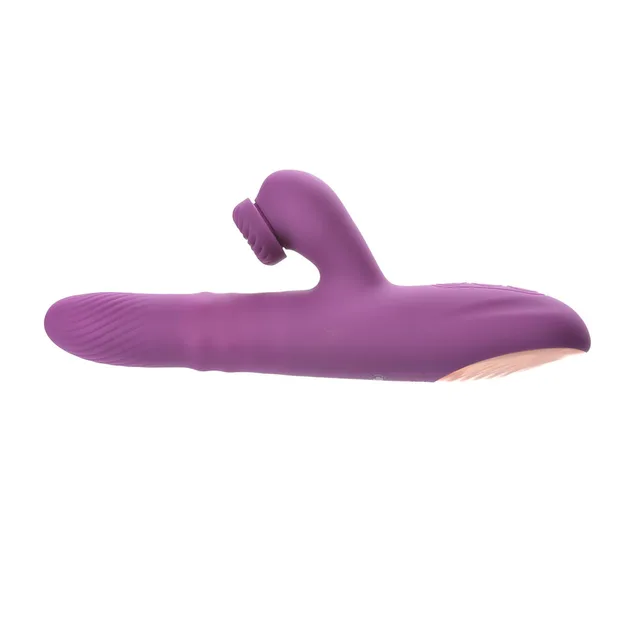 Horizontal side view of pink Revolving Rabbit with rotating external arm
