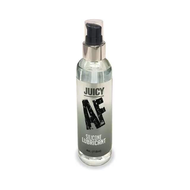 Juicy AF 4 oz clear silicone lubricant in pump bottle
