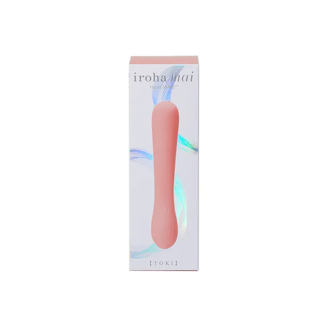 light pink iroha mai TOKI vibrator pictured on white box with iridescent wave graphics