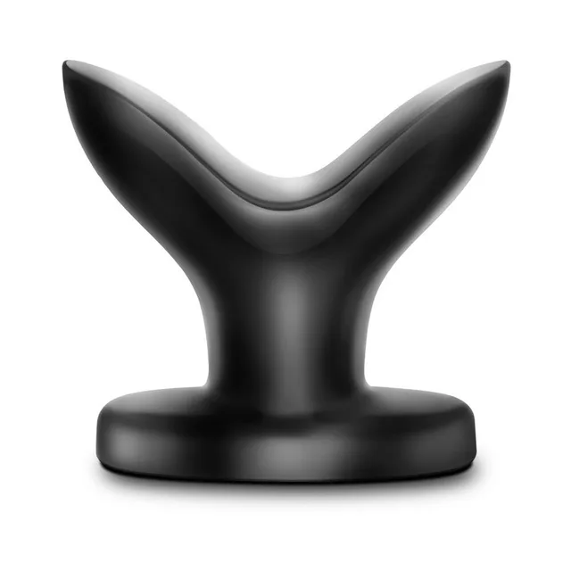 Front view of black Anchor plug with split V-shaped upper body