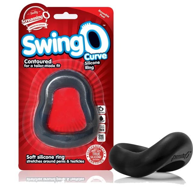 Screaming O SwingO Curve Black Ring beside red blister card packaging