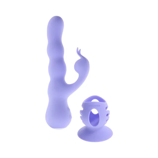 Evolved Wiggly Bunny light purple upright view with separate textured ring piece