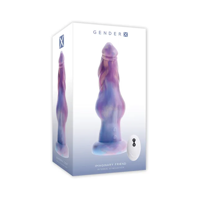 Gender X Imaginary Friend multicolor vibrator beside white box