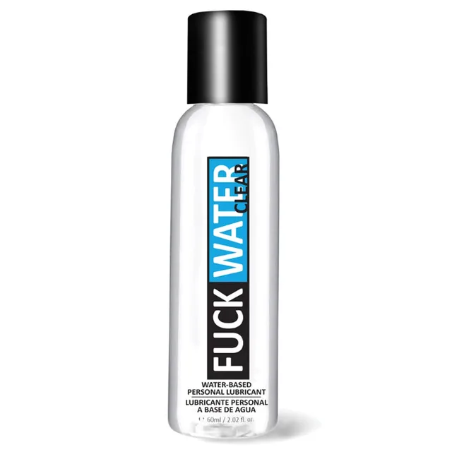 Clear 2 oz Fuck Water H2O lubricant bottle with black cap
