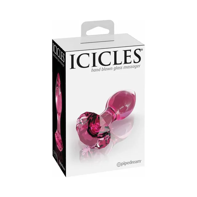 Pipedream Icicles No. 79 Pink Glass Plug black retail box front