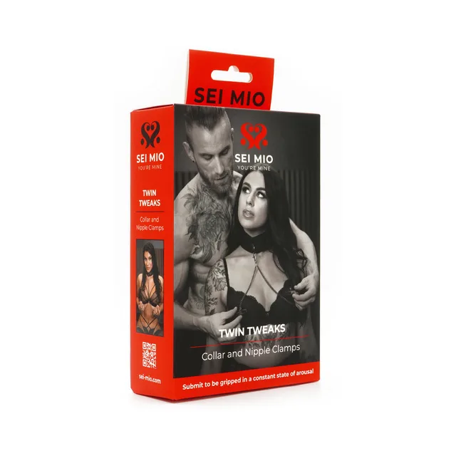 SEI MIO Twin Tweaks velvet collar and nipple clamp set box
