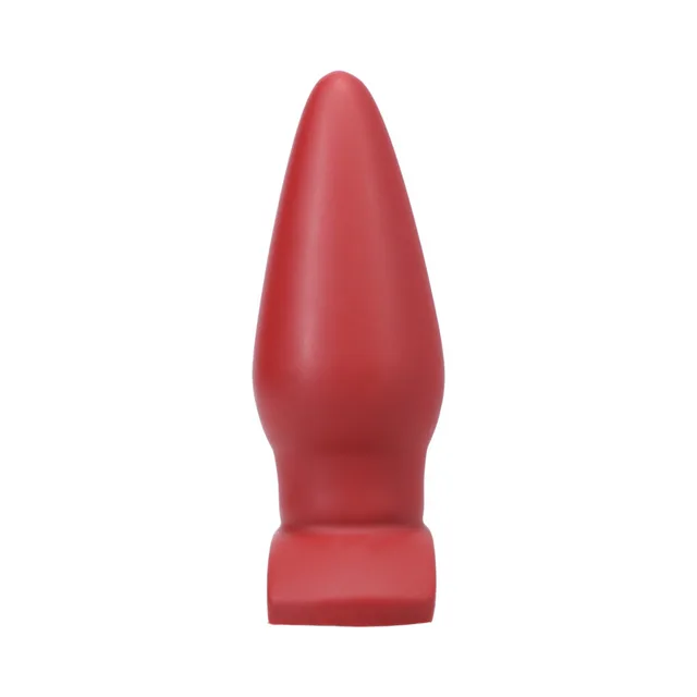 Red Ringo plug with elongated pointed body and wide curved base