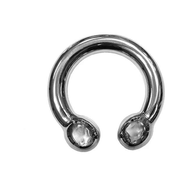 Mirror-polished Rouge horseshoe cock ring with rounded ball ends
