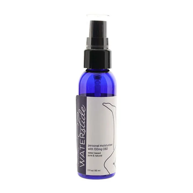 Front view of blue Earthly Body Waterslide 2 oz pump bottle
