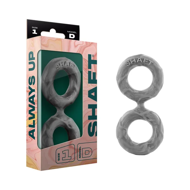 gray marbled Shaft Model D Size 1 double C-ring beside retail box