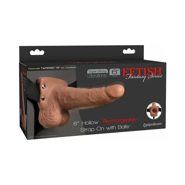 Pipedream six-inch hollow strap-on in black retail box