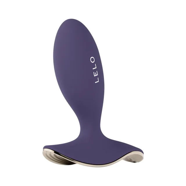 LELO Surfer 2 cyber purple T-shaped vibrator front upright view with silver base
