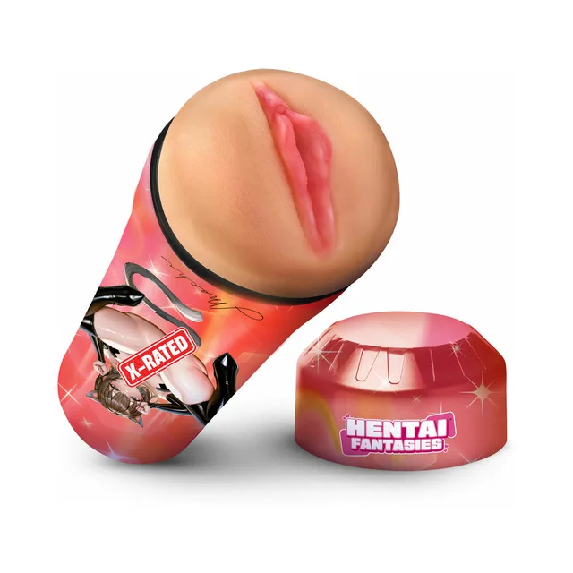 Hentai Fantasies Mochi sleeve masturbator with red-orange printed outer sleeve and matching cap