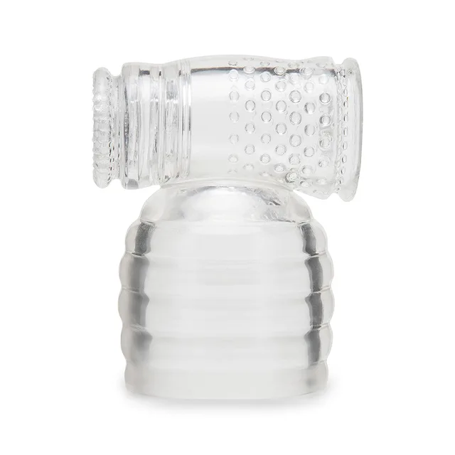 Le Wand Slider clear attachment upright view of angled sleeve