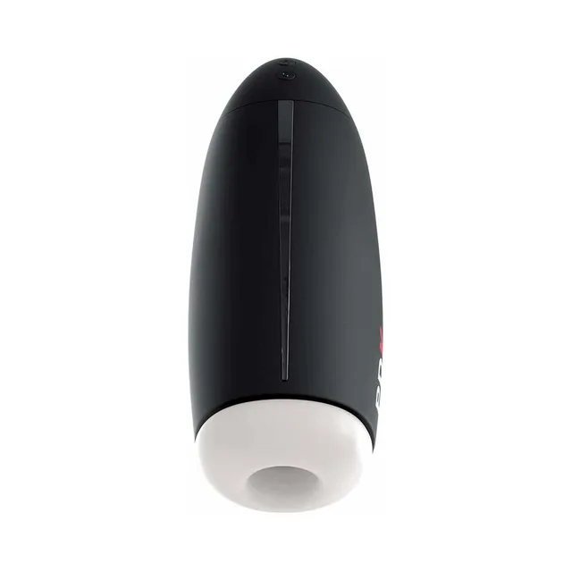 Front angle of black Fap-O-Matic with white circular opening