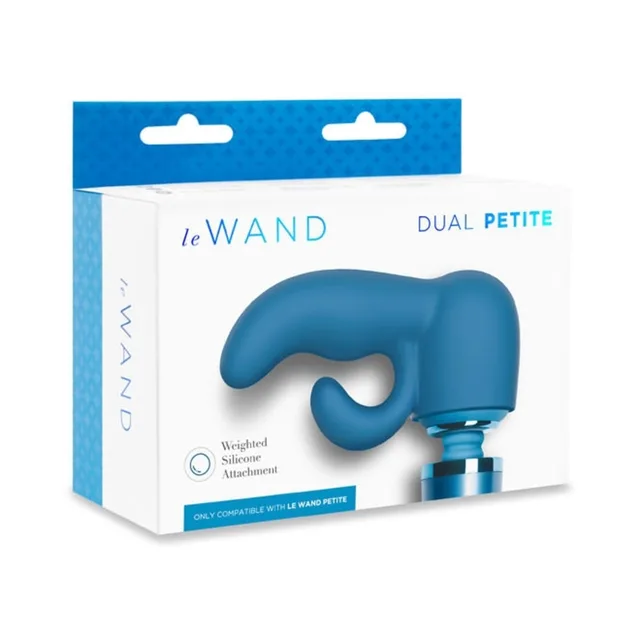 Blue Le Wand Petite Dual attachment in white retail package