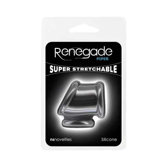 Renegade Piper black double-loop silicone ring in clear retail package