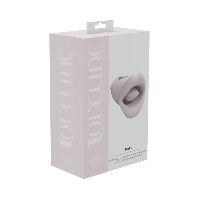 light pink LoveLine Kiss mouth-shaped massager in pale pink box