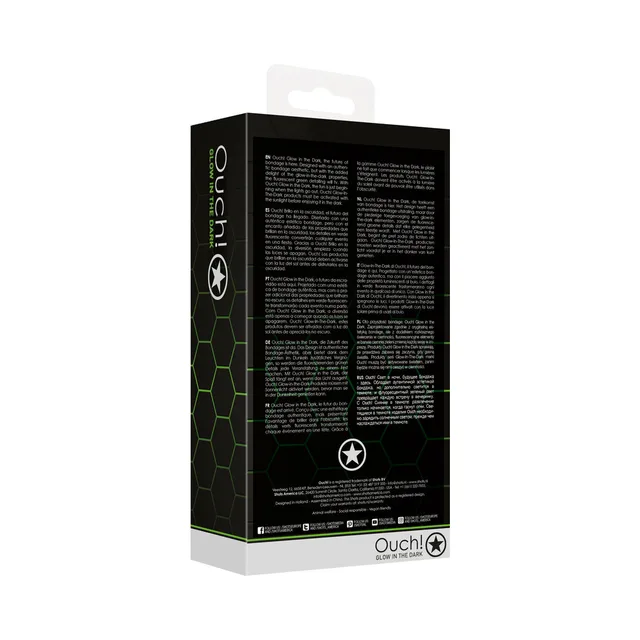 Rear packaging panel for Ouch glow collar and leash