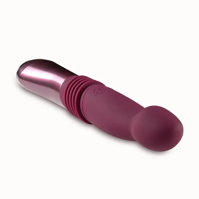 Angled view of extended wine Trixie shaft and ribbed section