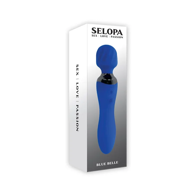 Selopa Blue Belle blue dual-ended wand inside tall white retail box