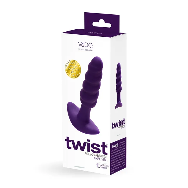 VeDO Twist purple vibrating anal plug retail box