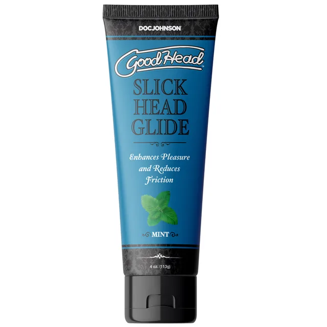 Blue GoodHead Mint Glide 4 oz tube with green mint graphic