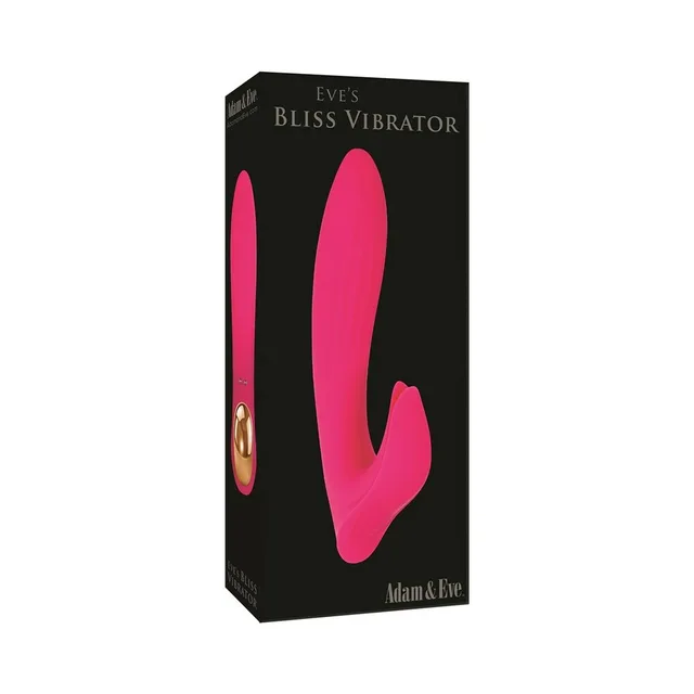 Adam & Eve Eve's Bliss pink vibrator pictured on black retail box
