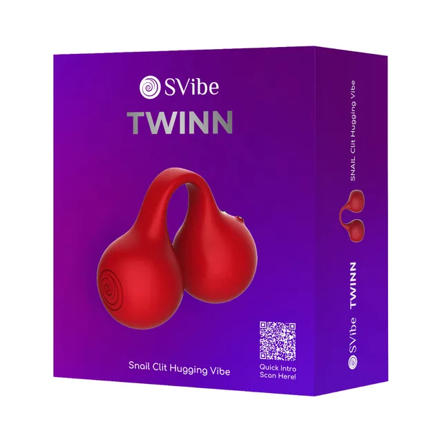 SVibe Snail Twinn cherry-red vibrator in purple retail box