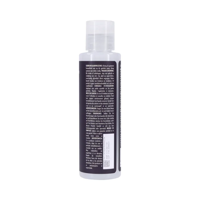 Side view of Drenched Glazed 4 fl oz bottle with multilingual label