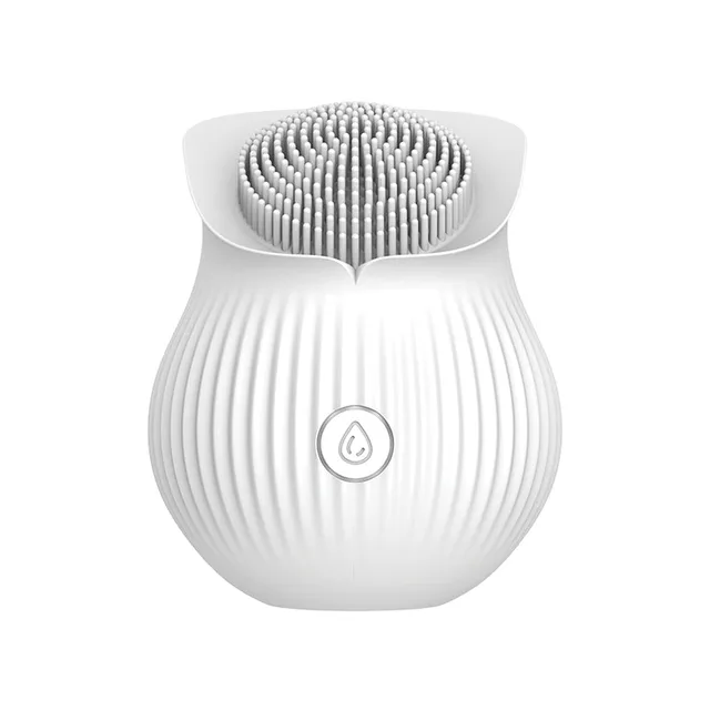 White inBloom Lilium massager with ribbed body and textured oval top