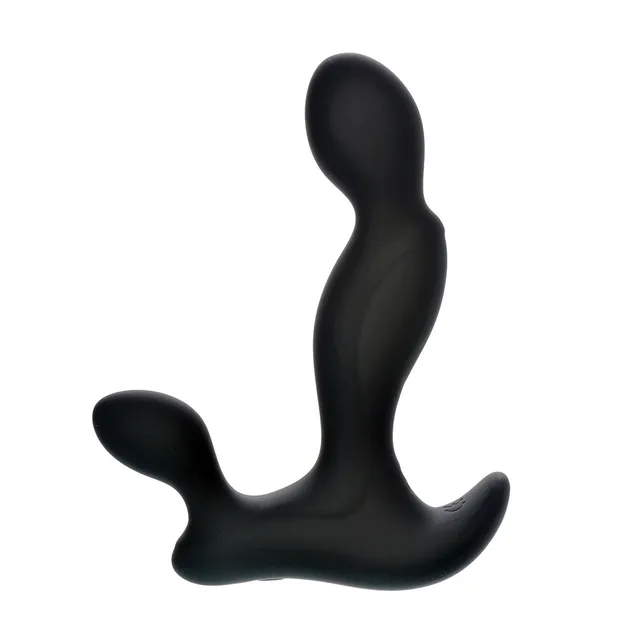 Adam & Eve black vibrating triple probe straight front view showing three curved arms