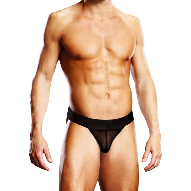 Front view of black Prowler mesh jock strap size XL