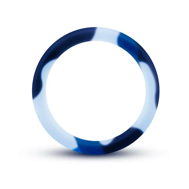 Blush Performance Camo blue silicone ring flat front view showing circular opening