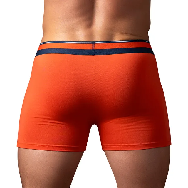 Rear view of Orange Male Power Soo Cumfy Boxer Brief size XL
