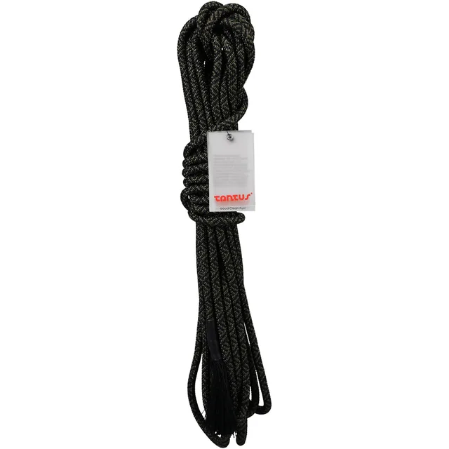 Tantus Olive dark green 30 foot polyester rope folded vertical view with hang tag