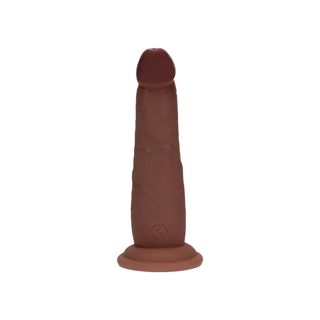 Realrock brown 6-inch silicone dildo upright front view