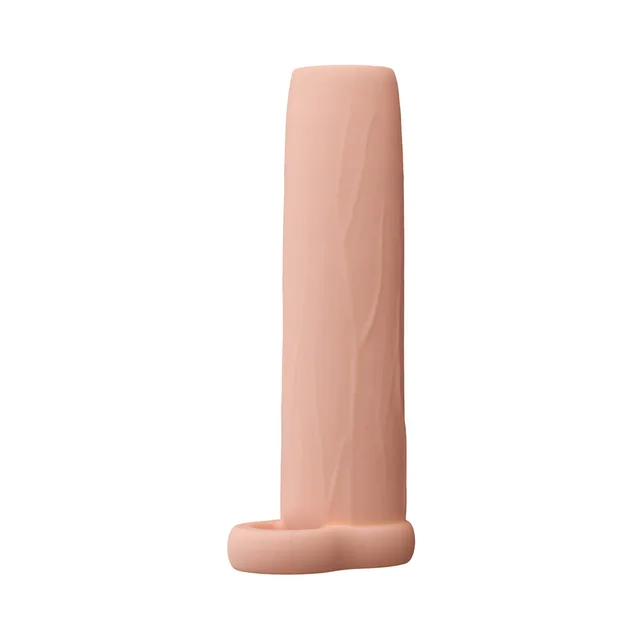 Blush Performance 5.75-inch enhancement sleeve upright front view showing exterior vein texture