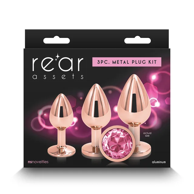 Rear Assets rose-gold three-piece metal plug kit box