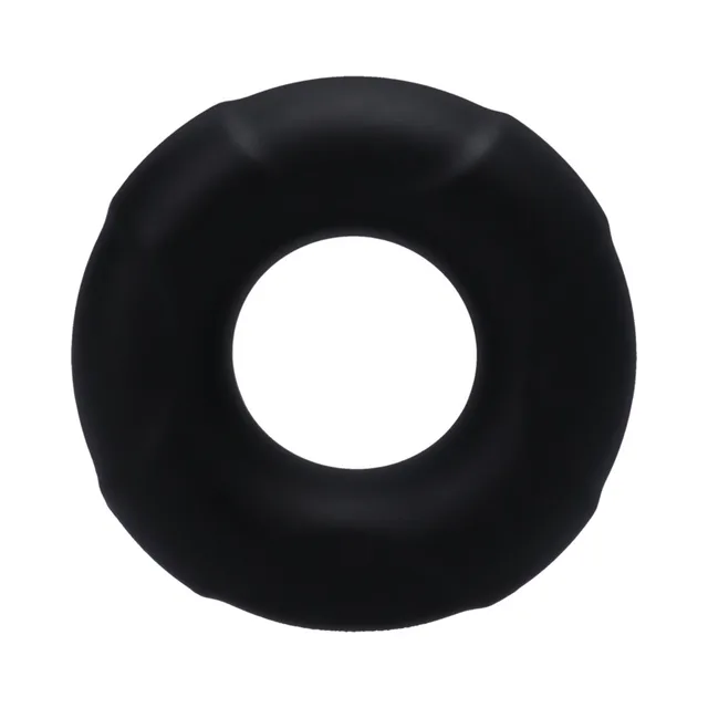 Front view of black medium Buoy scalloped ring