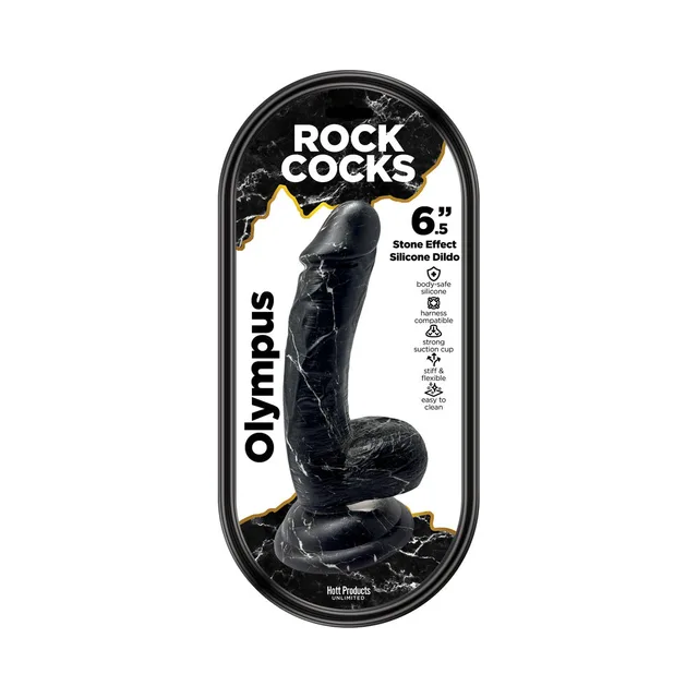 Rock Cocks Olympus 6.5-inch black marbled dildo in clear retail pack