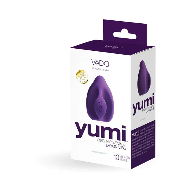 VeDO Yumi deep purple finger vibrator in angled retail box