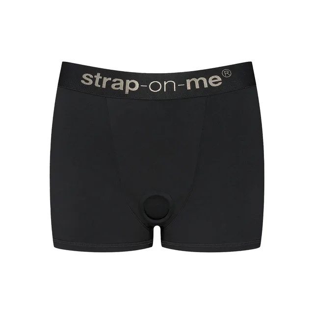 Black Strap-On-Me Lingerie Allure boxer-style harness in size S