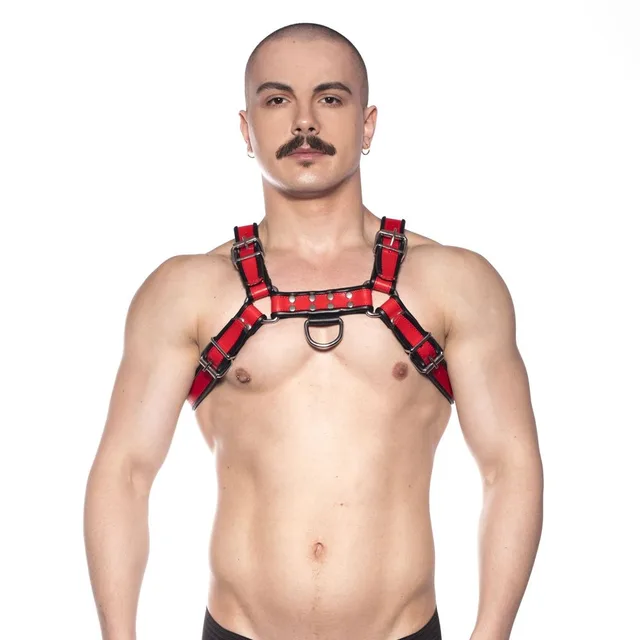 Front view of black-and-red Prowler RED Bull chest harness in size S