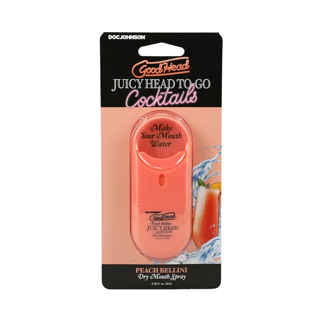 Juicy Head To-Go Peach Bellini orange spray on hanging card