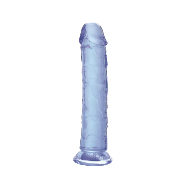 front view of blue Crystal Gem textured shaft and flared circular base