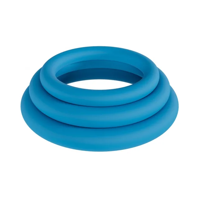 Three teal LEVELZ Classic rings in L, XL and 2XL sizes