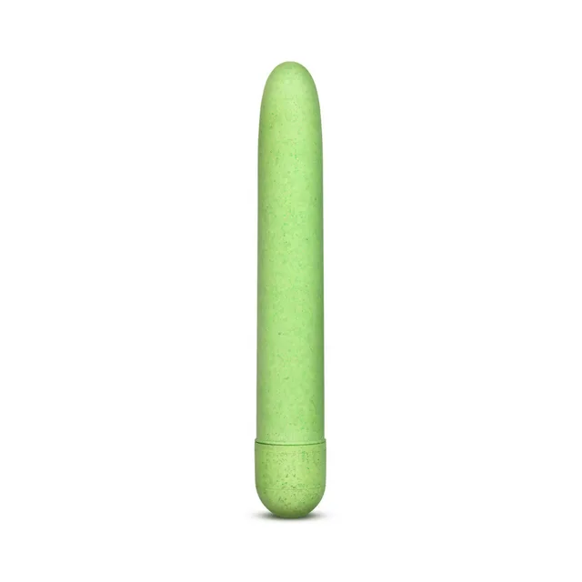 Gaia Eco Slimline Green Vibrator upright front view with rounded tip
