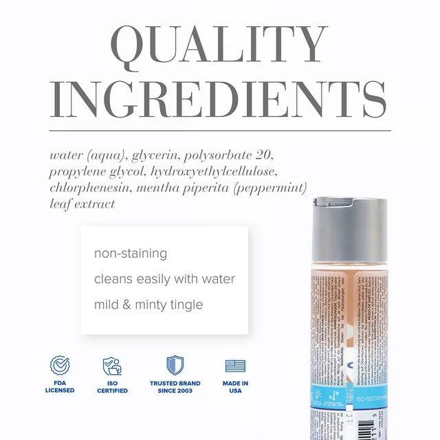 Four-ounce JO H2O Anal Cooling ingredient panel with rear bottle view