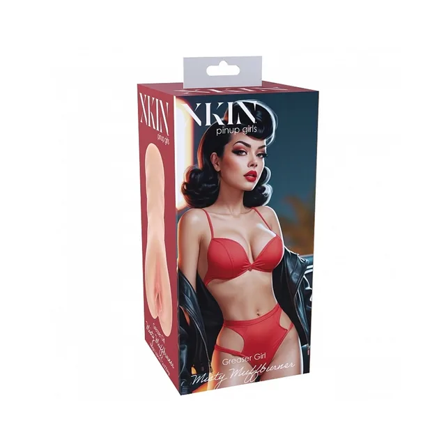 Xkin Misty Muffburner beige stroker box with red pinup artwork